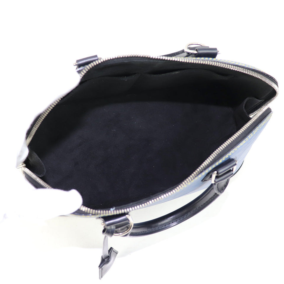Louis Vuitton Alma PM Epi Denim Leather Handbag Boston Bag Blue