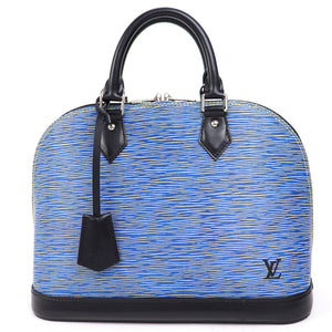 Louis Vuitton Alma PM Epi Denim Leather Handbag Boston Bag Blue
