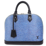 Louis Vuitton Alma PM Epi Denim Leather Handbag Boston Bag Blue