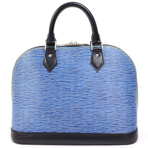 Louis Vuitton Alma PM Epi Denim Leather Handbag Boston Bag Blue