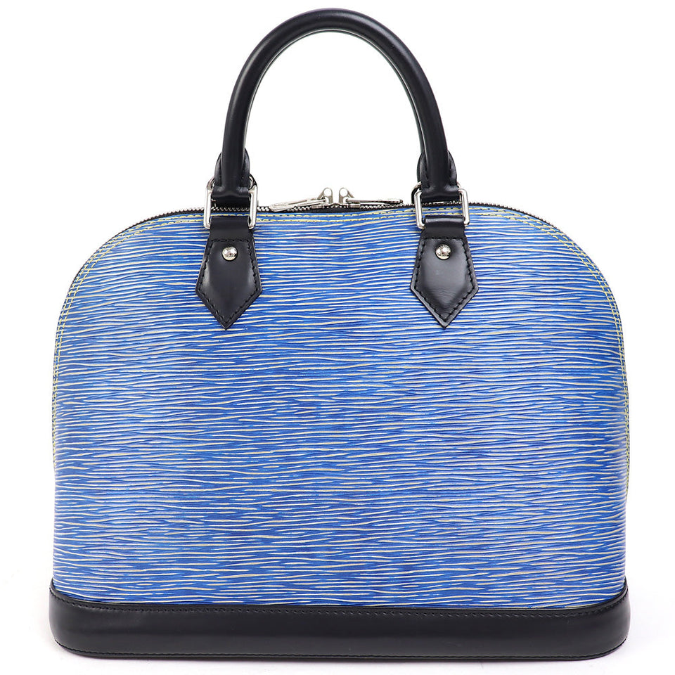 Louis Vuitton Alma PM Epi Denim Leather Handbag Boston Bag Blue
