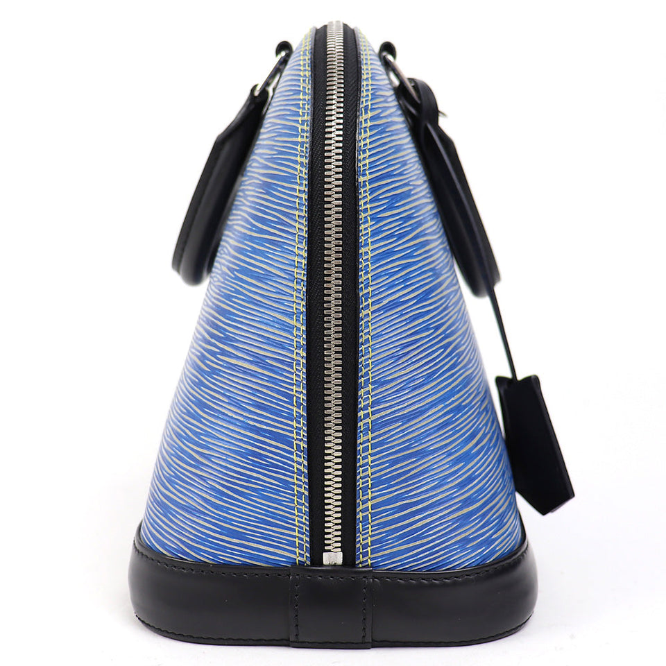 Louis Vuitton Alma PM Epi Denim Leather Handbag Boston Bag Blue