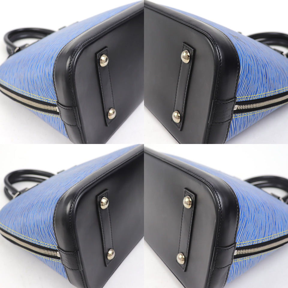 Louis Vuitton Alma PM Epi Denim Leather Handbag Boston Bag Blue