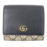 Gucci Tri-fold wallet 598587 Main: GG Supreme canvas, Main: Leather Black beige Double G Bicolor Medium Wallet mens
