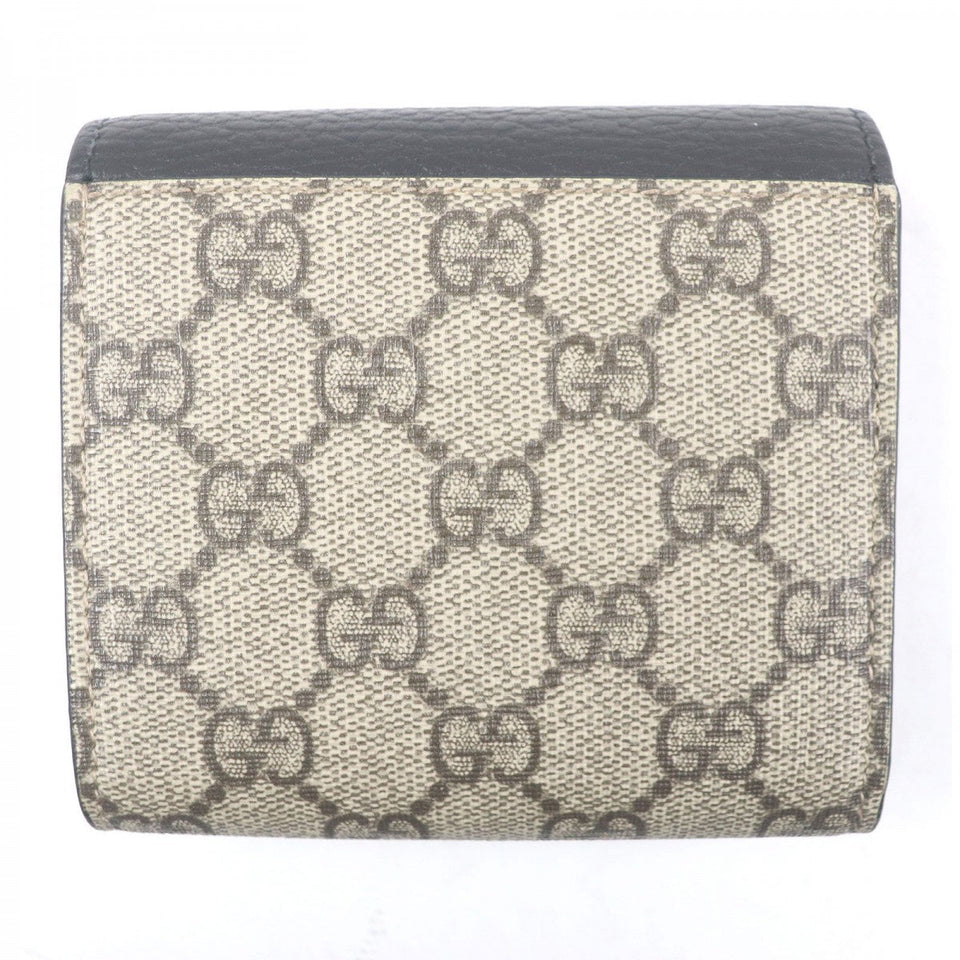 Gucci Tri-fold wallet 598587 Main: GG Supreme canvas, Main: Leather Black beige Double G Bicolor Medium Wallet mens
