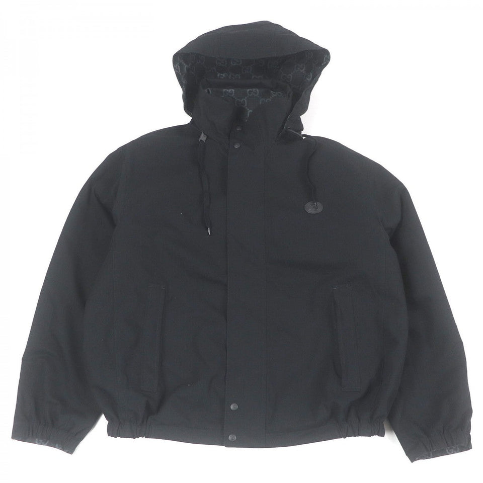 Gucci Blouson 770276 Main: 100% polyester, Main: 100% cotton, Main: 73% cotton, Main: 27% polyamide (nylon), Part: cowhide black GG Ripstop Nylon Reversible mens 50