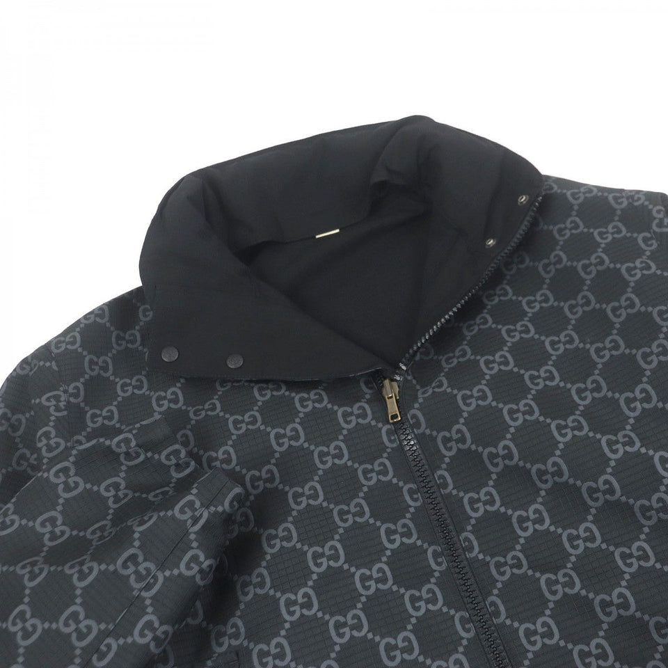 Gucci Blouson 770276 Main: 100% polyester, Main: 100% cotton, Main: 73% cotton, Main: 27% polyamide (nylon), Part: cowhide black GG Ripstop Nylon Reversible mens 50
