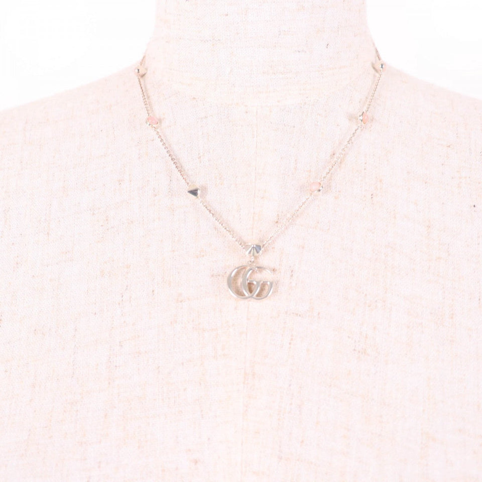 Gucci Necklace 527399 Main: AG925, Part: Colored stones Silver pink Double G Mother of Pearl Necklace Women