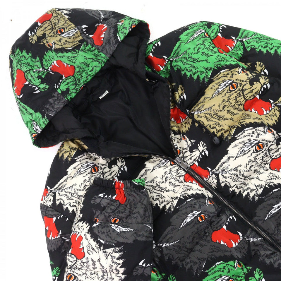 Gucci Down jacket 526428 Outer: 100% nylon, Part: 100% nylon, Part: 100% cotton, Filling: 90% down, Filling: 10% feather Multicolor All-over Pattern PANTHER DOWN JACKET mens 46
