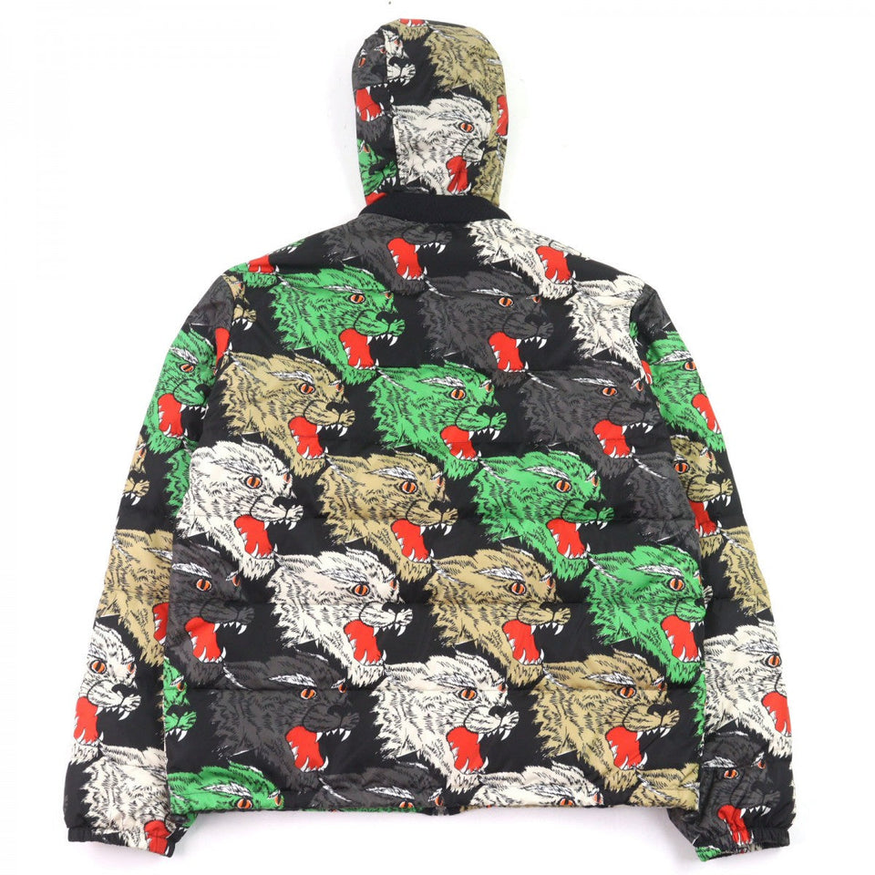 Gucci Down jacket 526428 Outer: 100% nylon, Part: 100% nylon, Part: 100% cotton, Filling: 90% down, Filling: 10% feather Multicolor All-over Pattern PANTHER DOWN JACKET mens 46