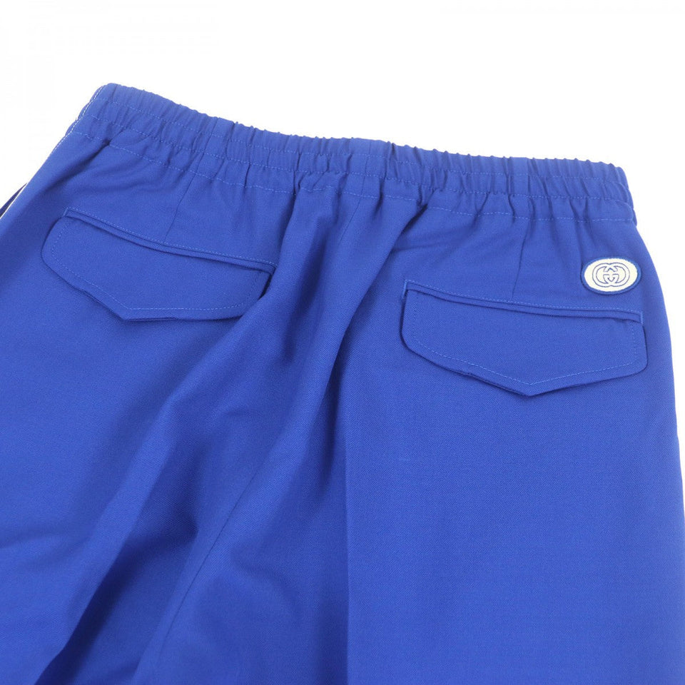 Gucci Pants 742766 Outer: 83% wool, Outer: 17% mohair, Lining: 100% cotton, Leather part: cowhide, Part: 100% cotton blue mens 44