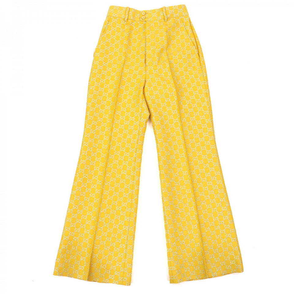Gucci Pants 627877 wool Yellow silver 36