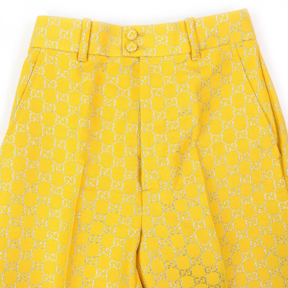 Gucci Pants 627877 wool Yellow silver 36