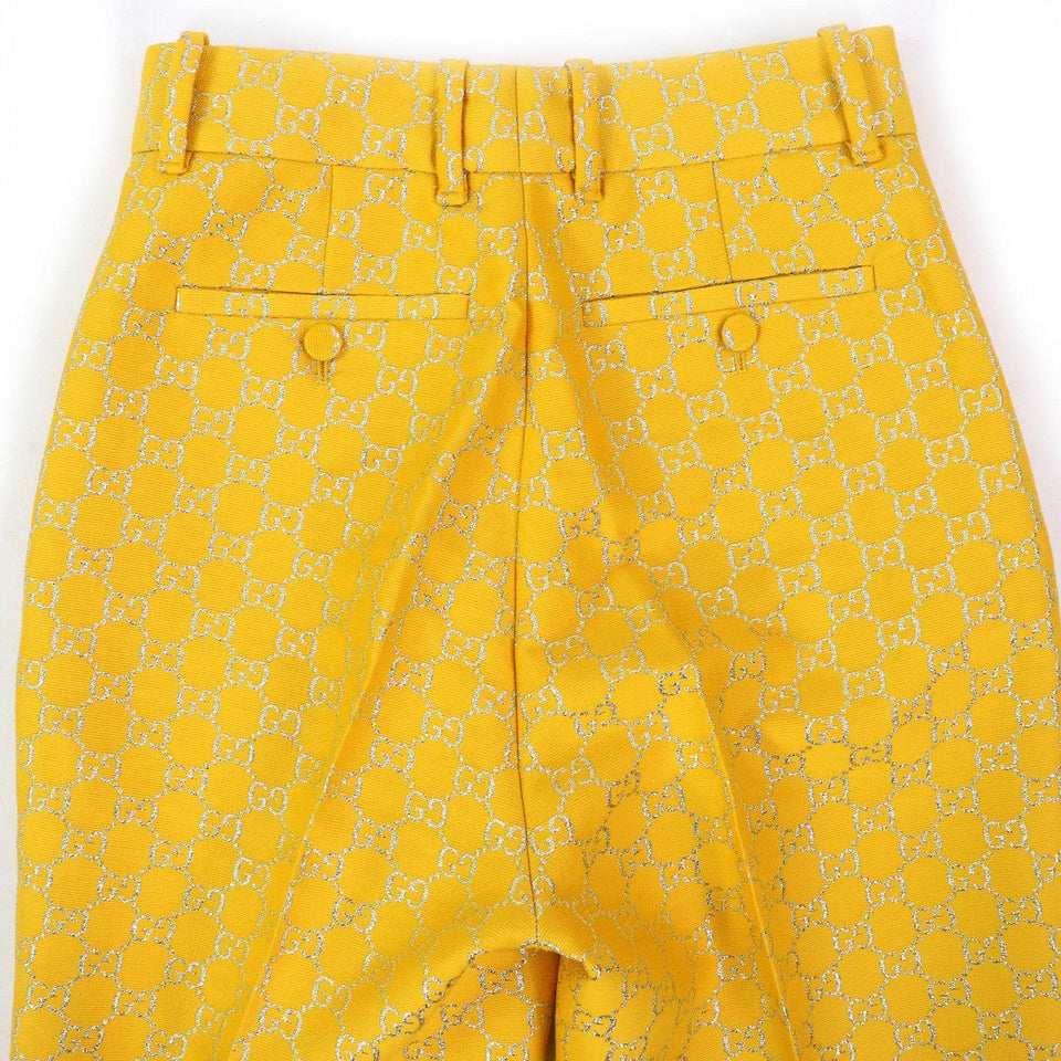 Gucci Pants 627877 wool Yellow silver 36