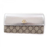 Gucci Long Wallet Purse 456116 Main: GG Supreme canvas Silver brown Women
