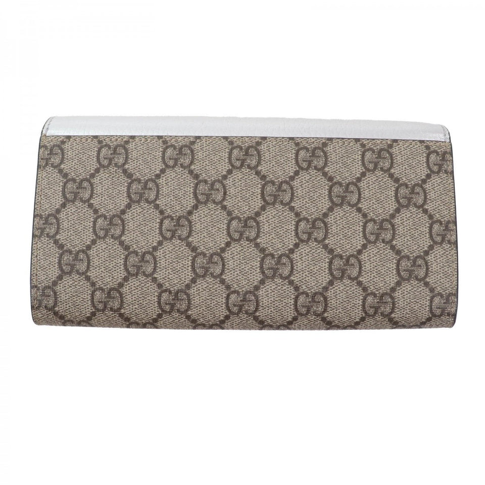 Gucci Long Wallet Purse 456116 Main: GG Supreme canvas Silver brown Women