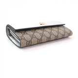 Gucci Long Wallet Purse 456116 Main: GG Supreme canvas Silver brown Women