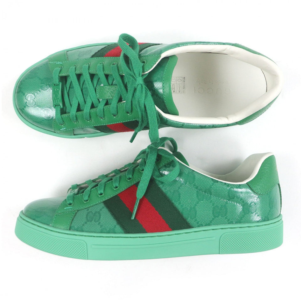 Gucci Low cut sneakers 760775 GG crystal green Ace 6.5