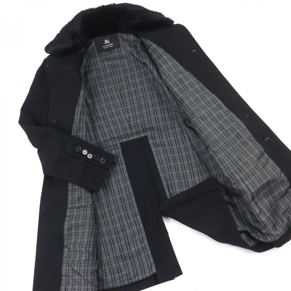 Burberry BLACK LABEL coat D1B93-206-09 Outer material: 75% wool, Outer material: 20% nylon, Outer material: 5% cashmere, Fur: rabbit, Part: cowhide black mens L