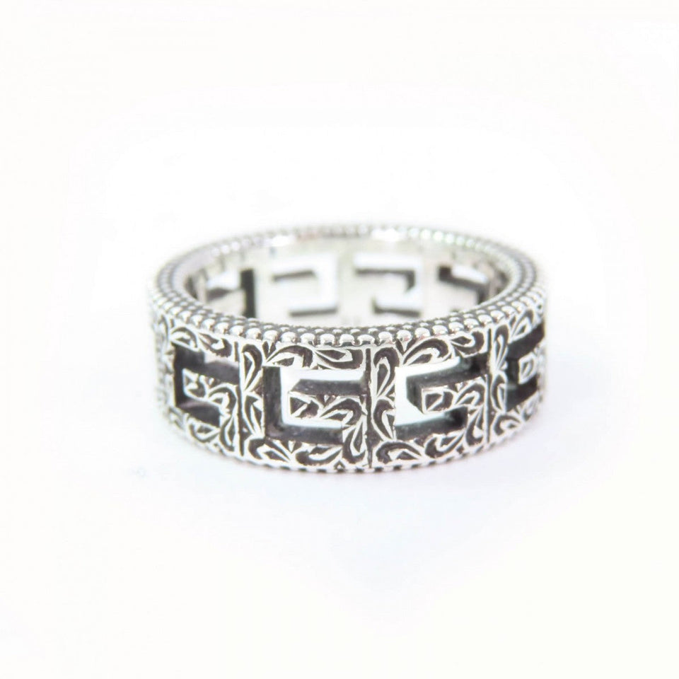 Gucci Ring AG925 Silver Arabesque Square G 11