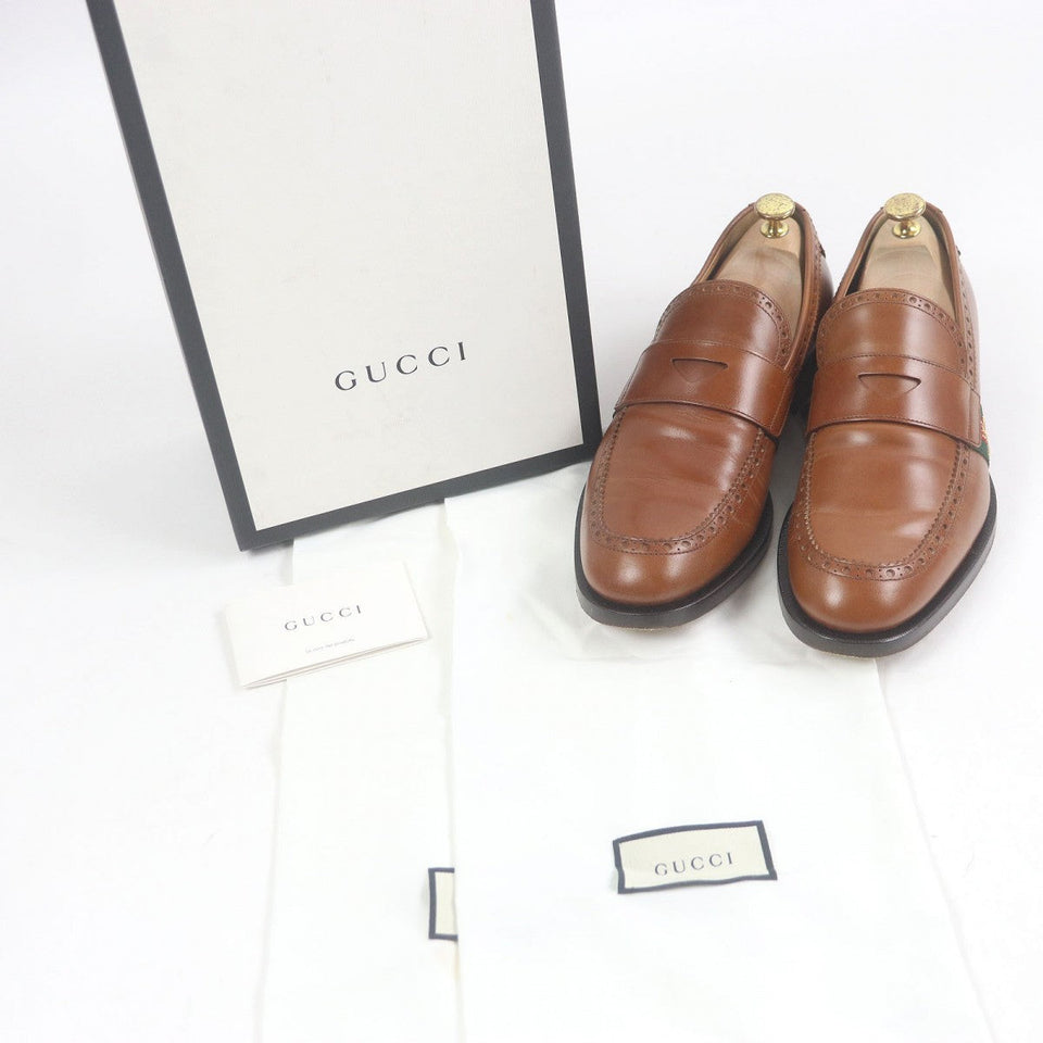 Gucci loafers 450990 leather Brown 9