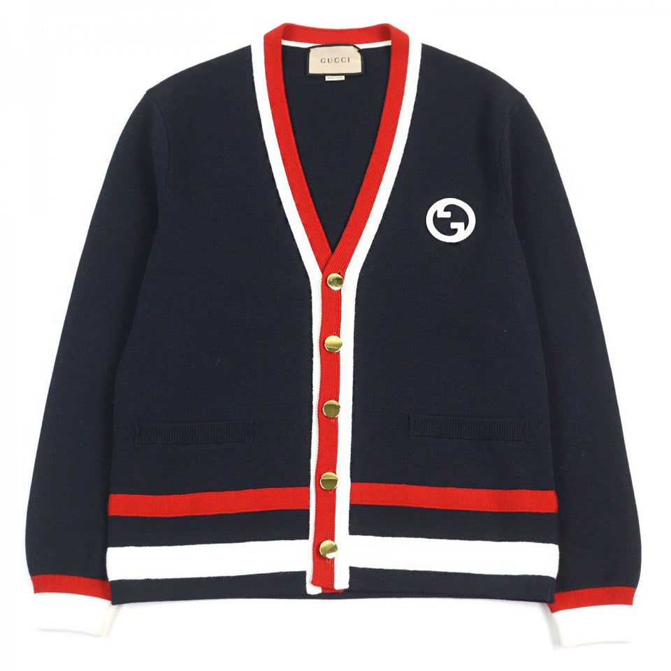 Gucci cardigan 743019 Nylon Navy white red XS