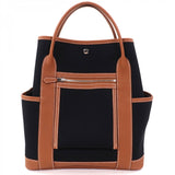Hermes Tote Bag Toile Military Black / gold Garden Party Pocket Vertical