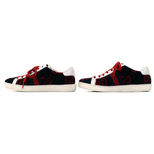 Gucci Low cut sneakers 431910 leather Black red white Terry cloth 36.5