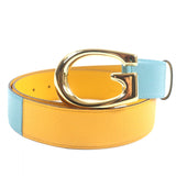 Gucci belt 709954 leather Yellow blue 90ã»36