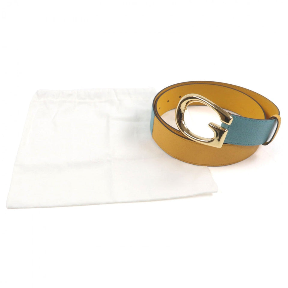 Gucci belt 709954 leather Yellow blue 90ã»36