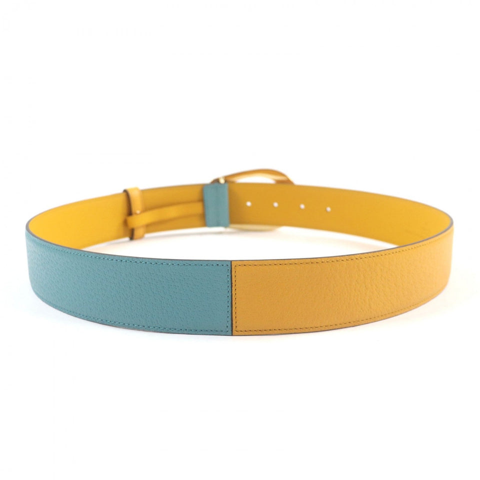 Gucci belt 709954 leather Yellow blue 90ã»36