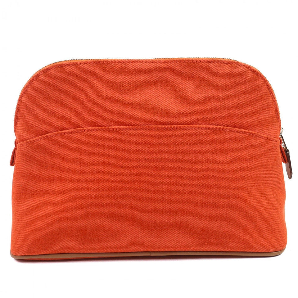 Hermes Cosmetics Pouch cotton Orange Bored pouch MM