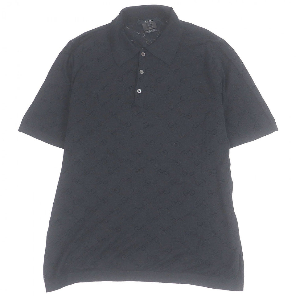 Gucci Short sleeve polo shirt silk black L