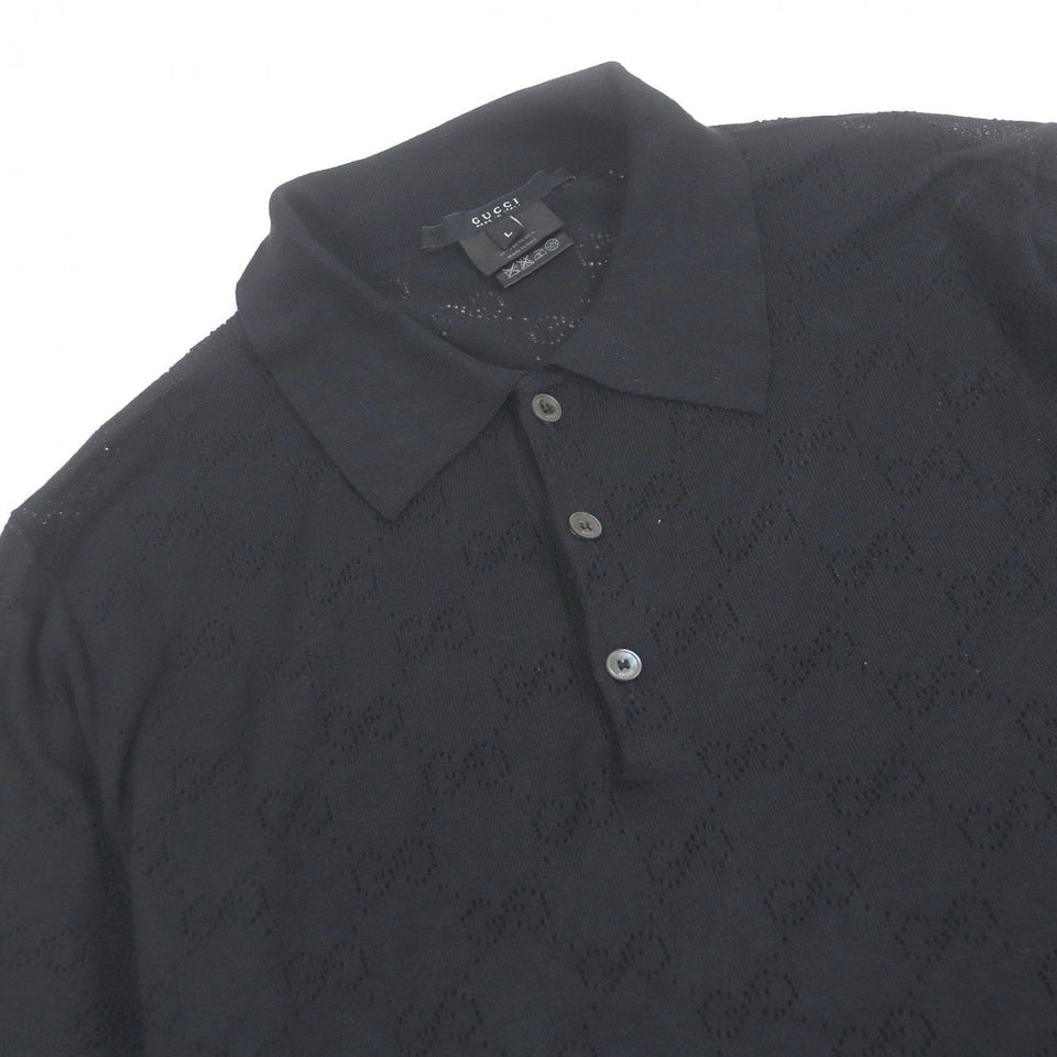 Gucci Short sleeve polo shirt silk black L