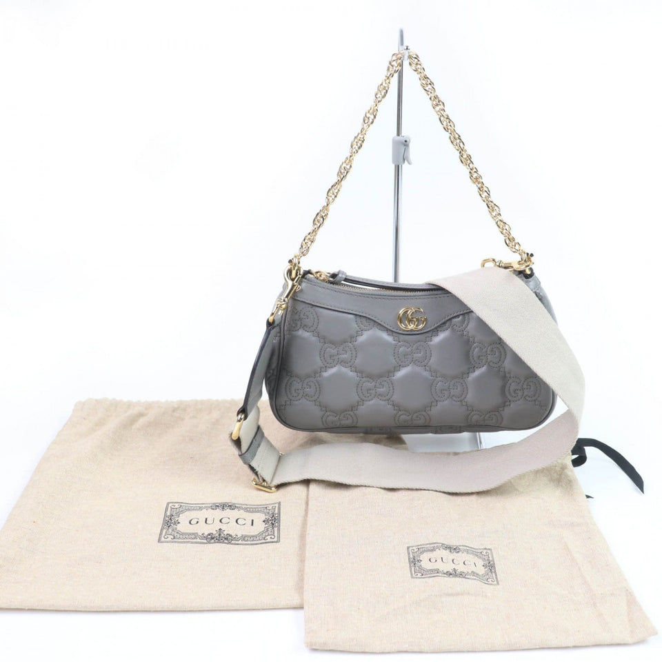 Gucci Shoulder Bag 735049 leather gray