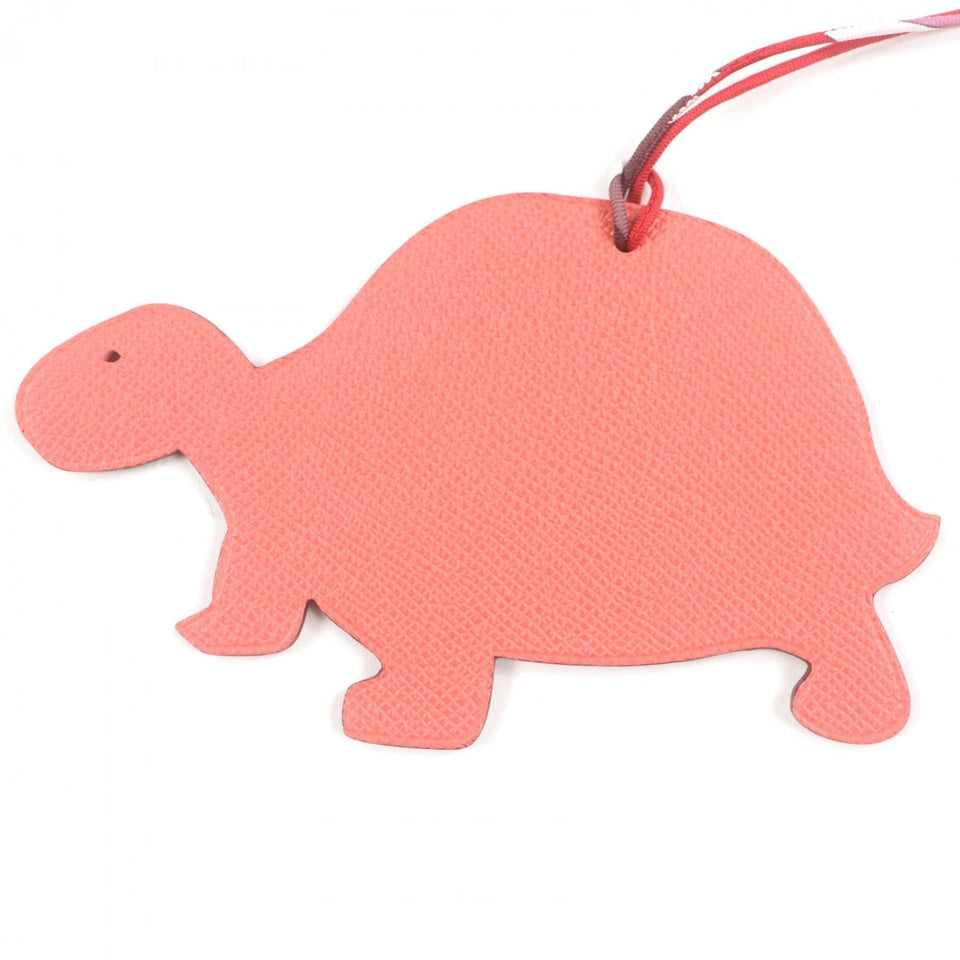 Hermes Bag charm 1070048 leather Pink red Petit Ash GM Turtle Rose Rogue Fuchsi