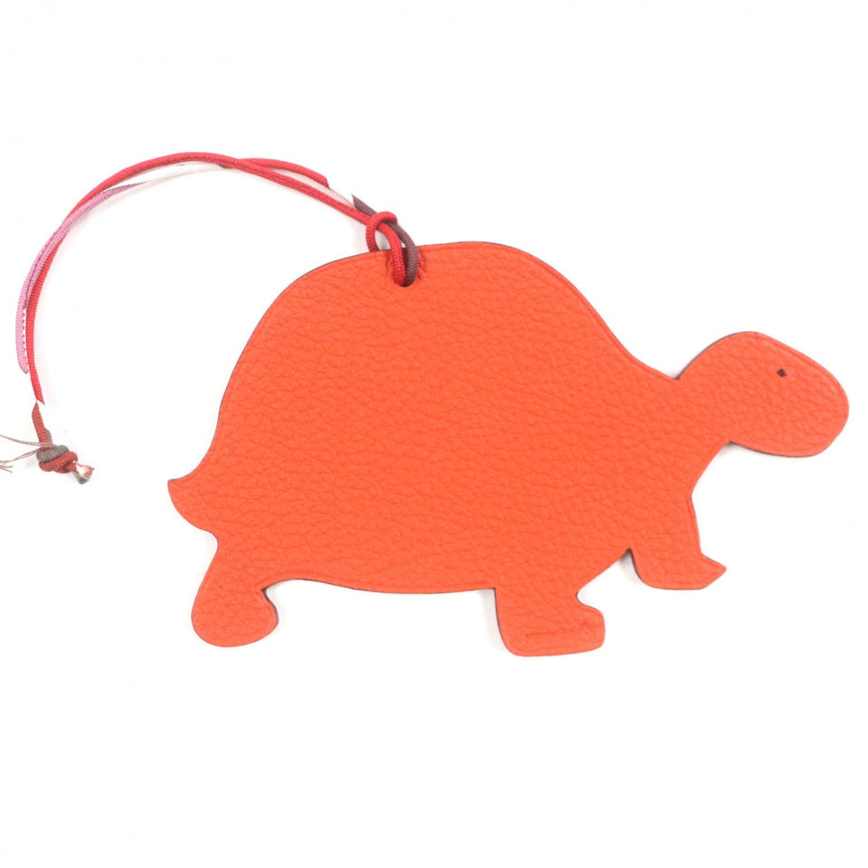 Hermes Bag charm 1070048 leather Pink red Petit Ash GM Turtle Rose Rogue Fuchsi