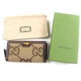 Gucci Long Wallet Purse 658634 canvas Beige brown Bamboo Jumbo GG