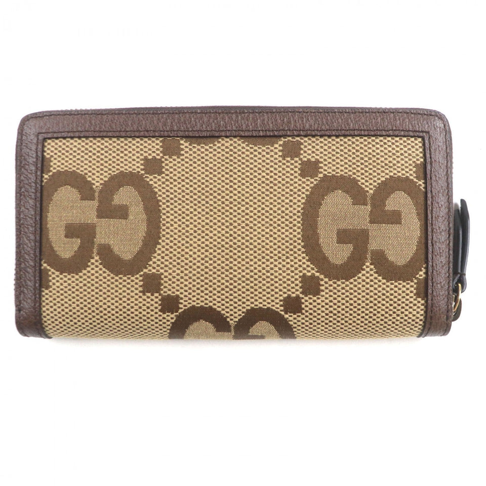 Gucci Long Wallet Purse 658634 canvas Beige brown Bamboo Jumbo GG