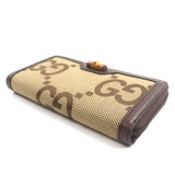 Gucci Long Wallet Purse 658634 canvas Beige brown Bamboo Jumbo GG