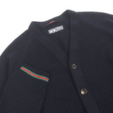 Gucci cardigan 788009 cotton Navy Cotton jersey knit cardigan with Web stripe L