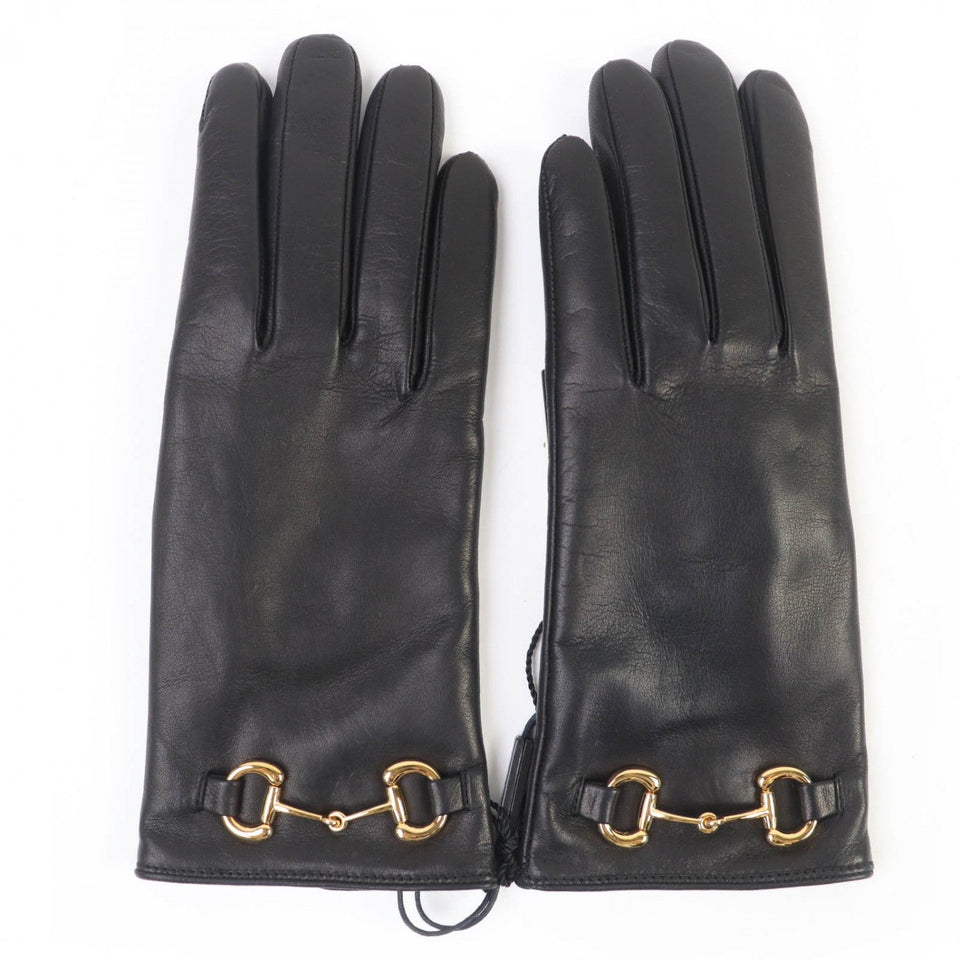 Gucci gloves 603635 Sheep leather black M