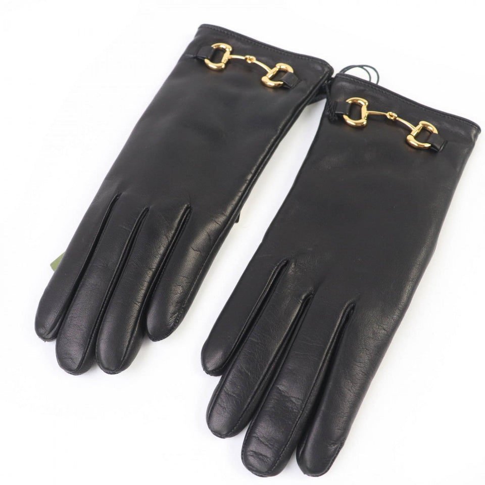 Gucci gloves 603635 Sheep leather black M