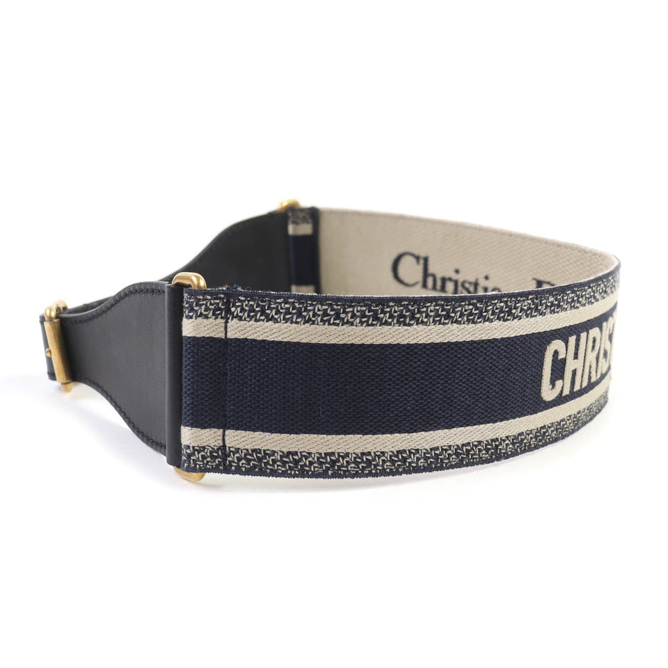 Christian Dior Logo Embroidery Leather Belt