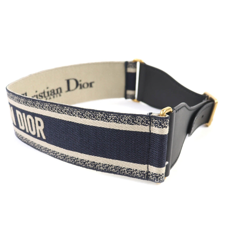 Christian Dior Logo Embroidery Leather Belt
