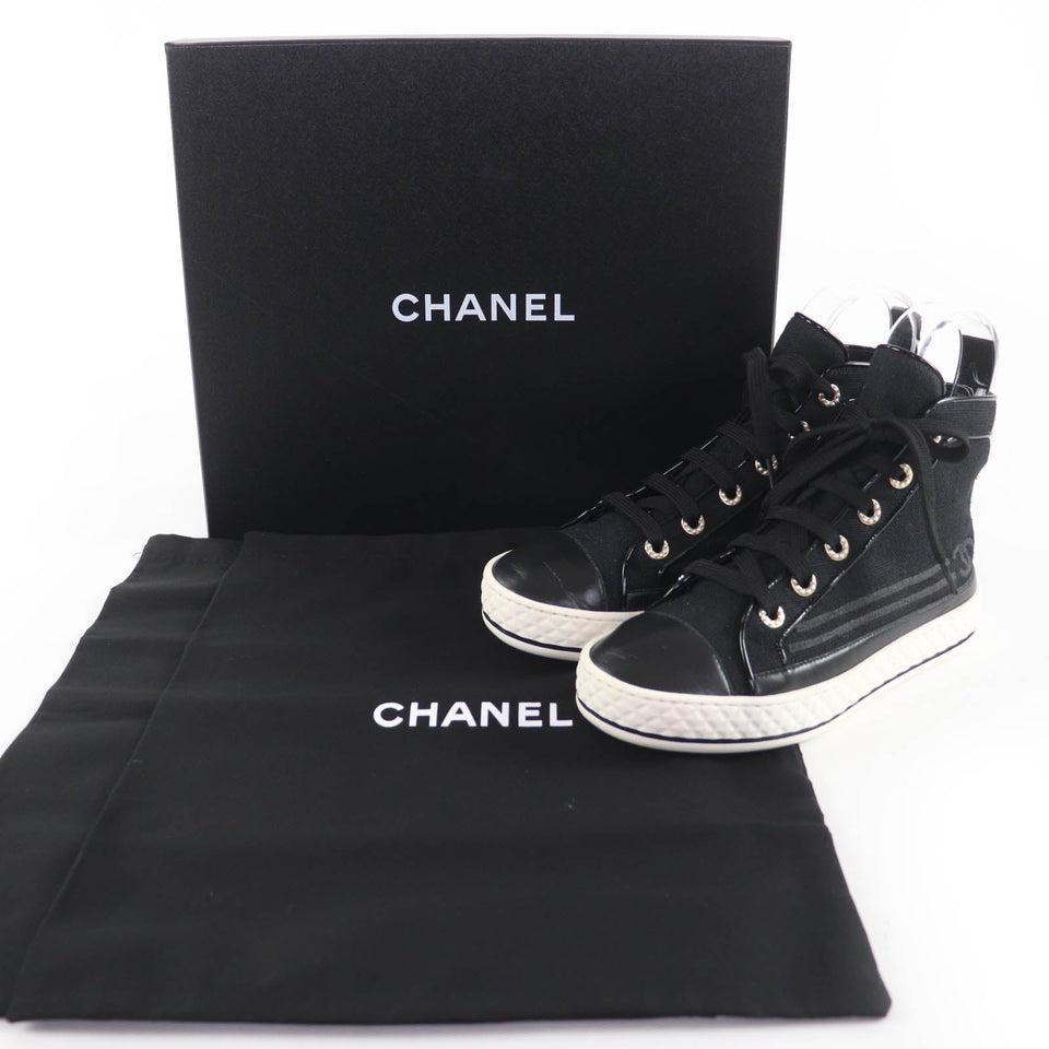 Chanel COCO Mark Canvas and Leather Sneakers
