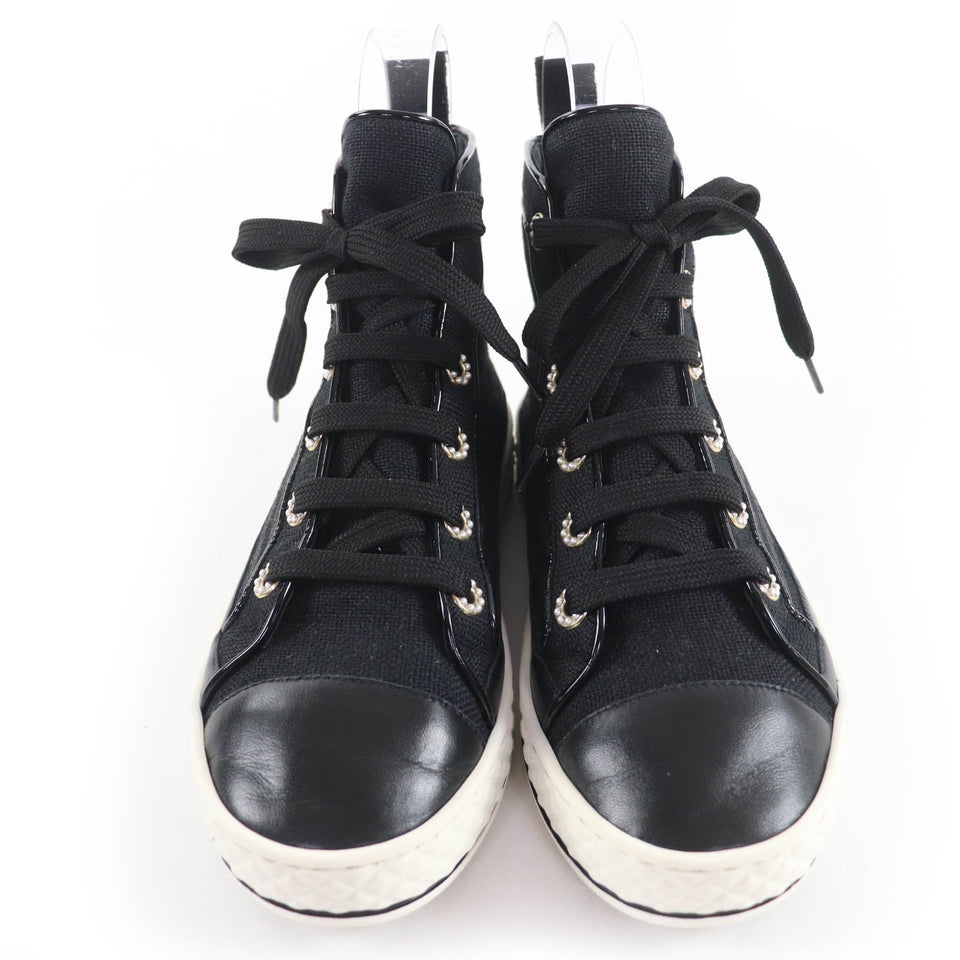 Chanel COCO Mark Canvas and Leather Sneakers