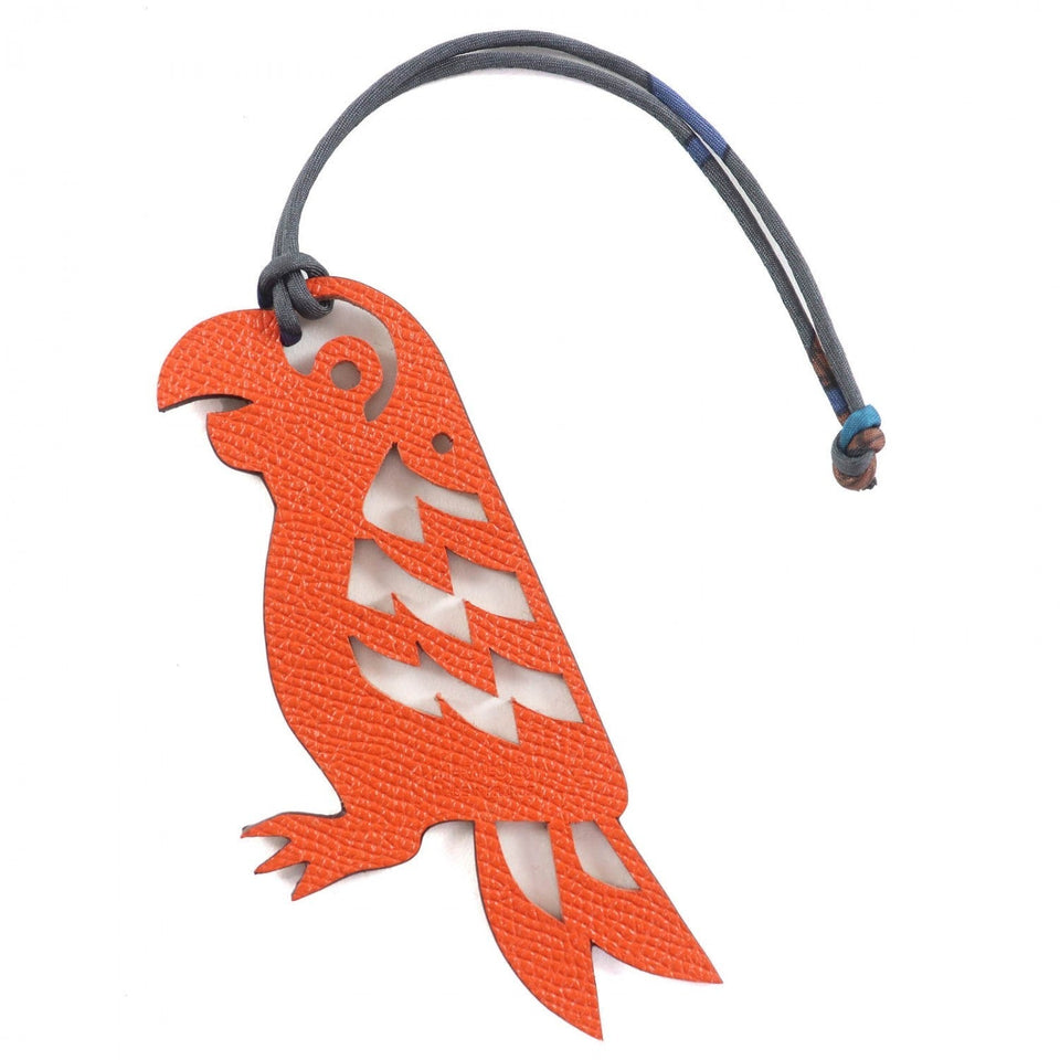 Hermes Bag charm leather Brown type Orange Petit Ash