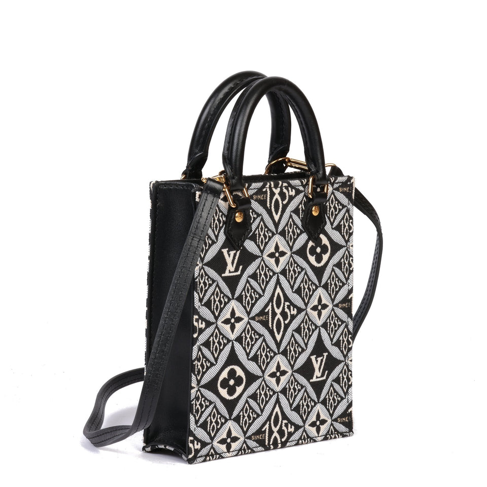 Louis Vuitton Black 1854 Monogram Canvas & Calfskin Leather Mini Sac Plat Shoulder Bag