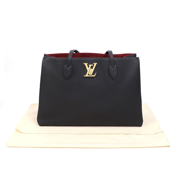 Louis Vuitton Lock Me Shopper Tote Bag Noir Grain Calfskin Leather